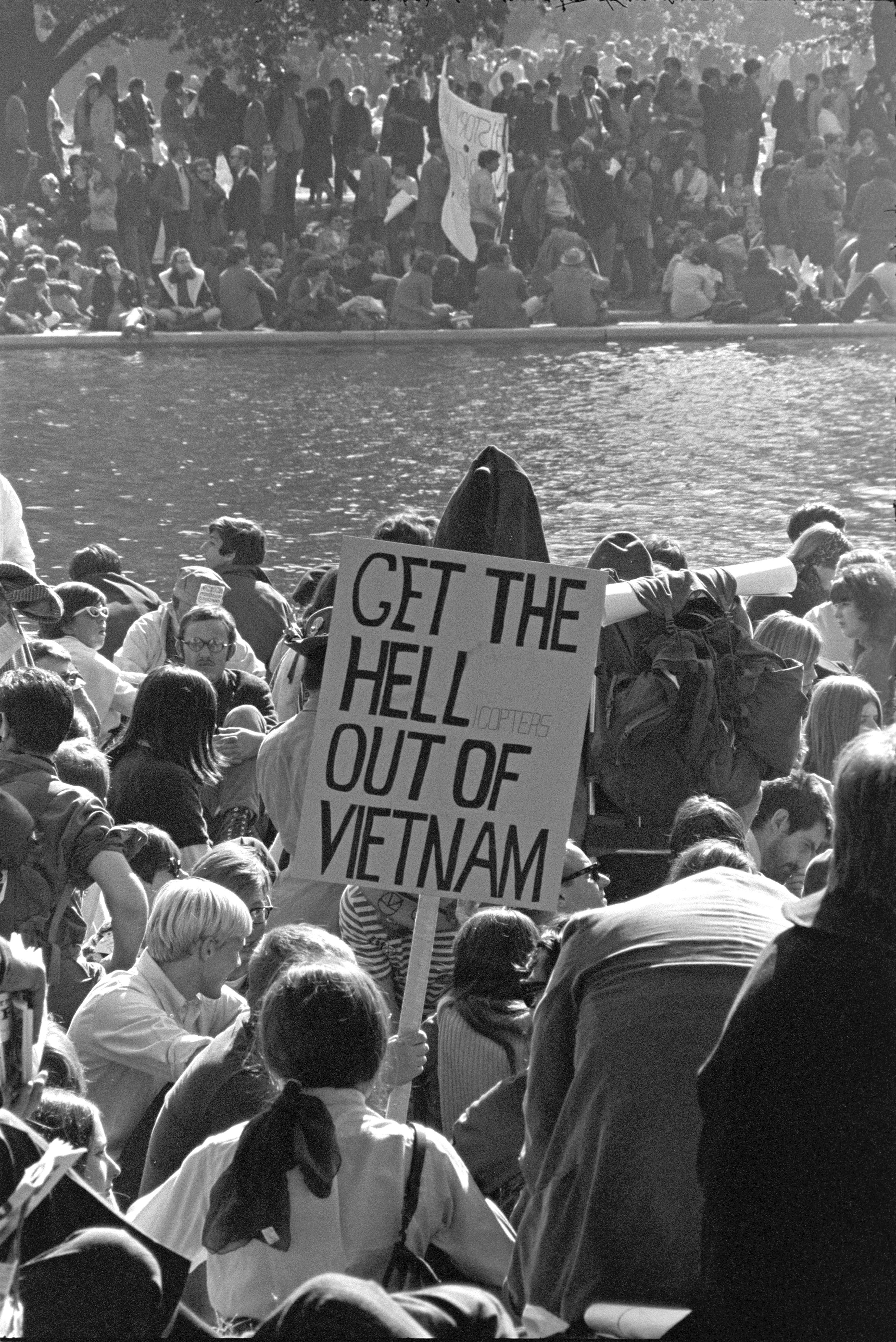 Vietnam War protesters gathered during a public demonstration