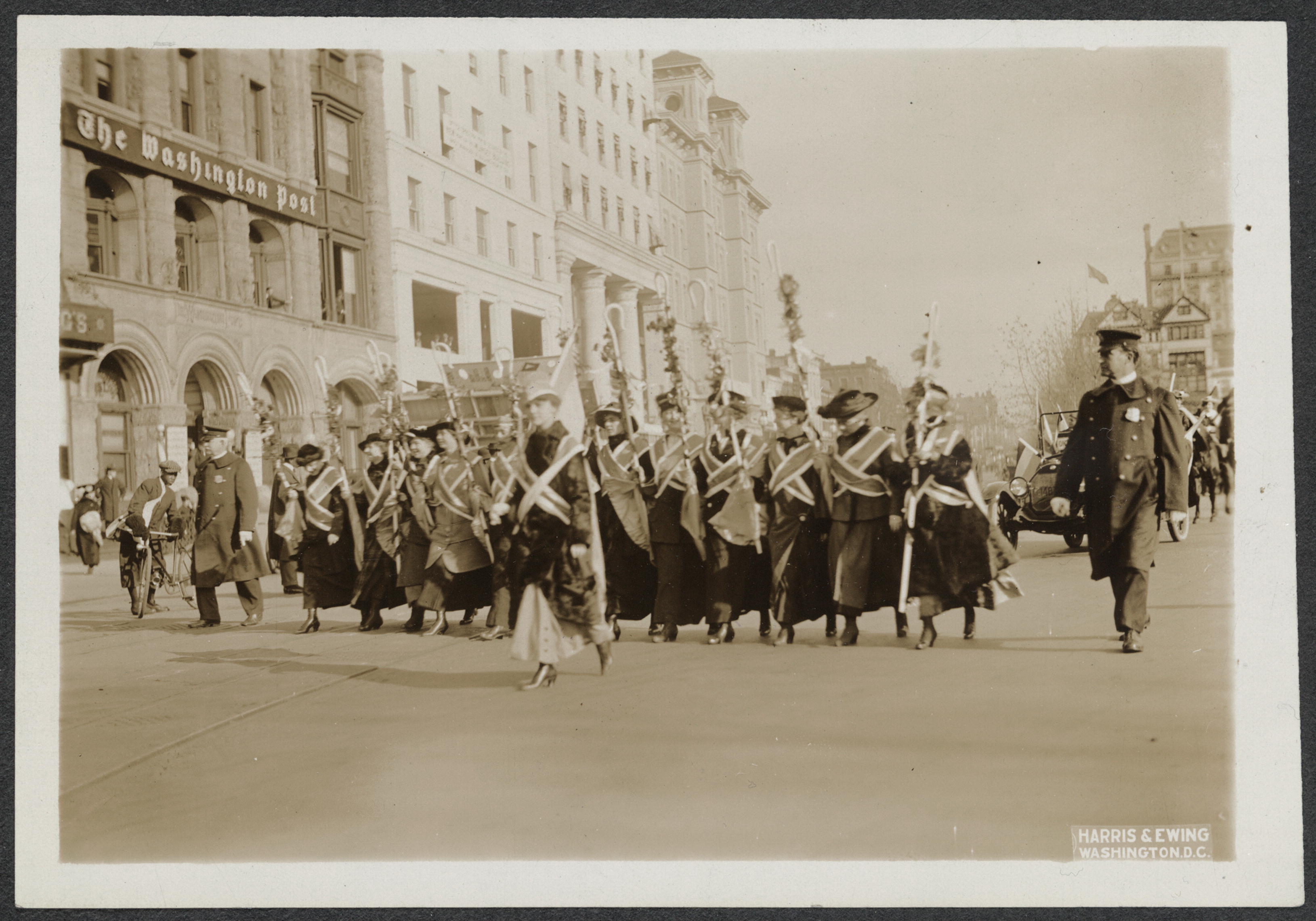 Suffragists participating in a public demonstration