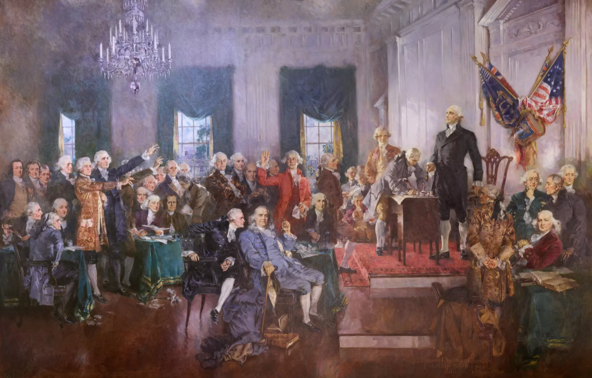 Howard Chandler Christy's painting of the Constitutional Convention signing the Constitution