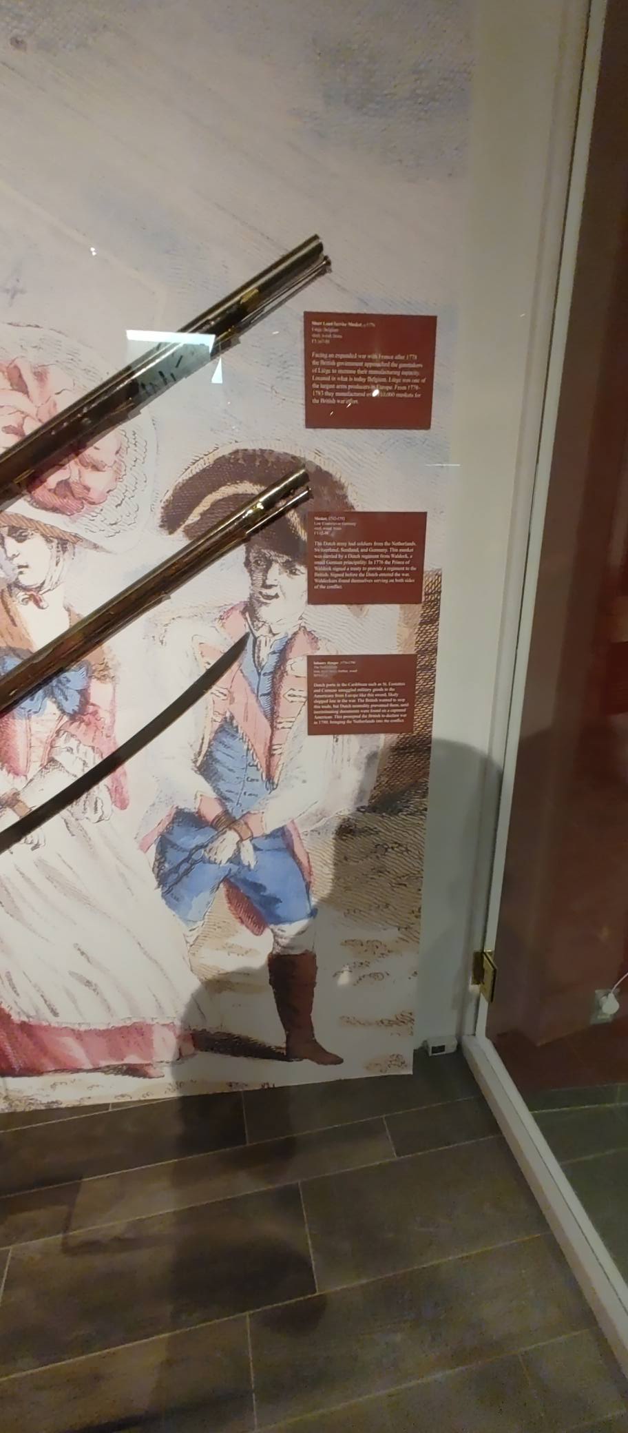 Firearms displayed in a museum exhibit at Fort Ticonderoga
