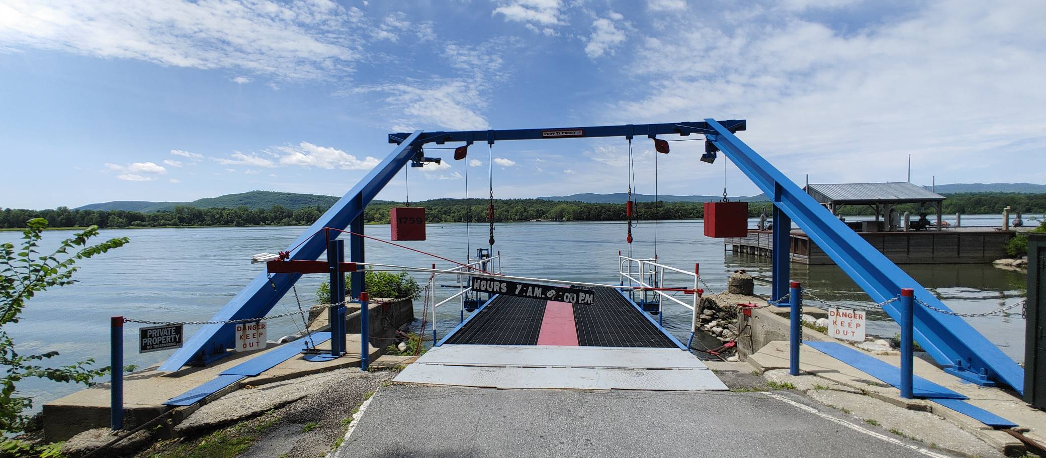 The Fort Ticonderoga ferry crossing Lake Champlain between Vermont and New York