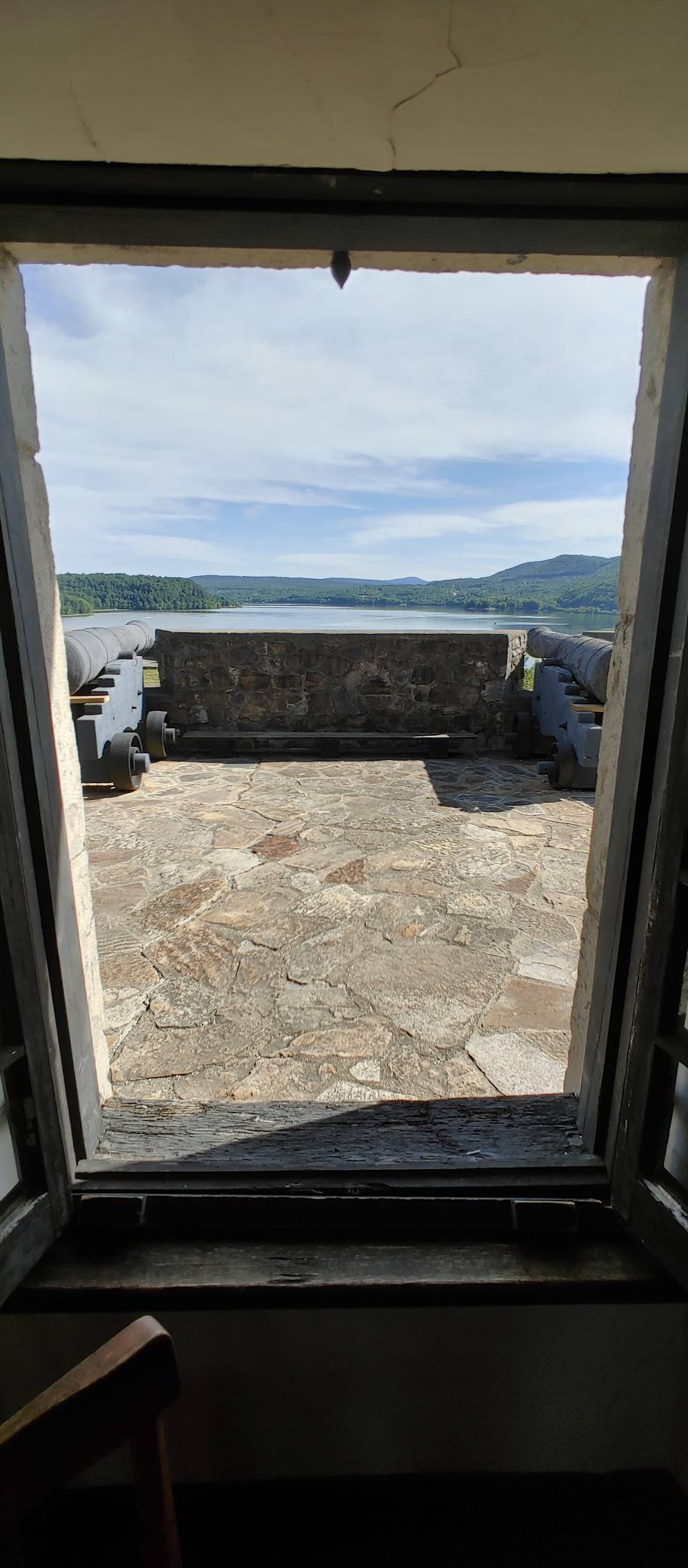 View from inside the barracks looking toward Lake Champlain