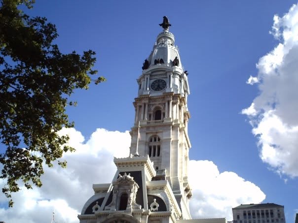Philadelphia City Hall tower rising above the city