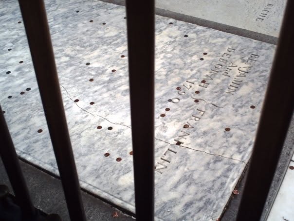 Benjamin Franklin's grave at Christ Church Burial Ground in Philadelphia