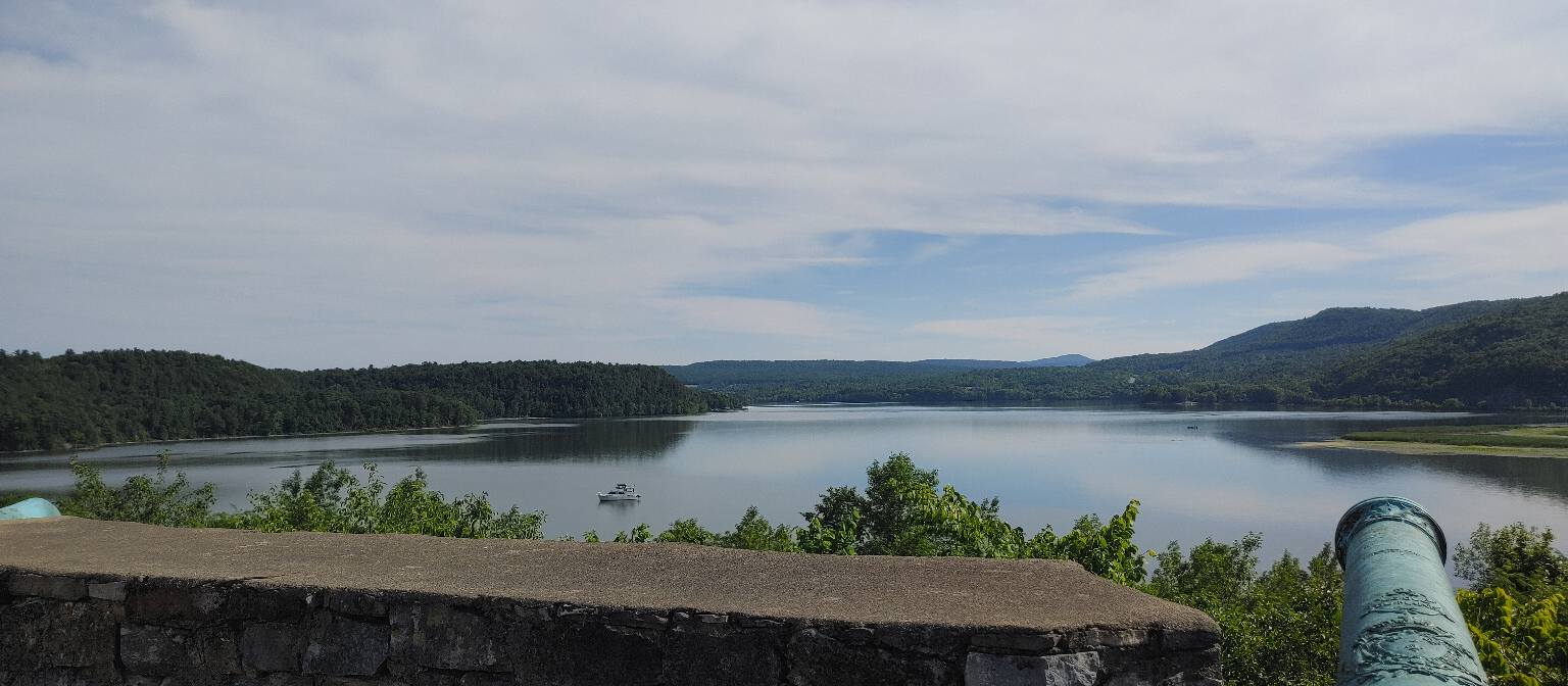 A cannon overlooking Lake Champlain from Fort Ticonderoga